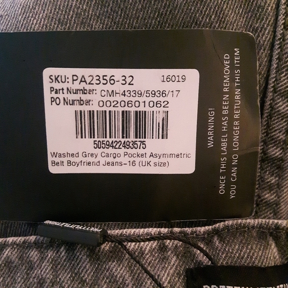 CARGO Jeans, Prettylittle Thing Boyfriend Jeans size (12-14) US  Grey Wa… - Picture 9 of 12